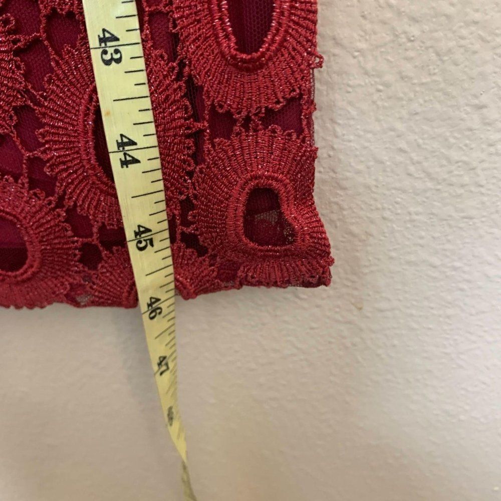 St. John Soutache Column Long Feminine Croquette Lace Maxi Skirt 4 Red Burgundy - Picture 12 of 14